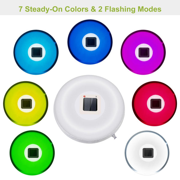 Solar Powered Floating Pool Lamp Light Swimming Pool w/ 7 Colors for Ponds Fountains