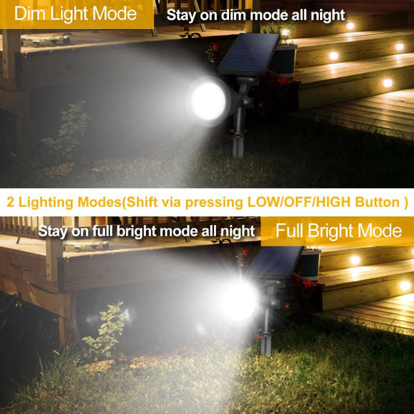 2 Pack Solar Spotlight Outdoor Dusk To Dawn Light Wall Path Lawn Garden Lamp