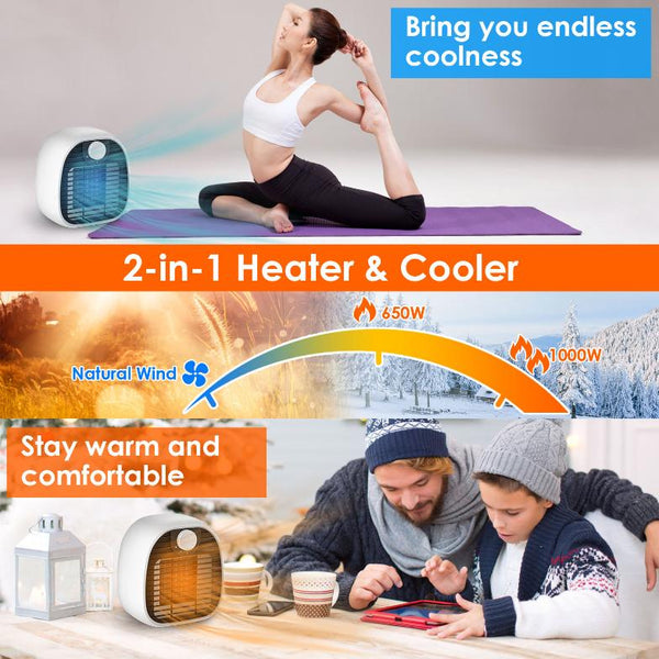 1000W Portable Electric Heater Cooler PTC Ceramic Space Heater Heating Space for 269 sqft