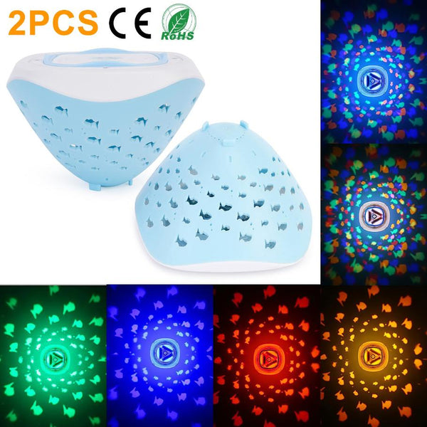 2Pcs Underwater Floating LED Light Colorful Fish Pattern 6 Lighting Modes Pool Lamp IP67 Waterproof Decorative Battery Powered Lights 80000Hrs Lifespan