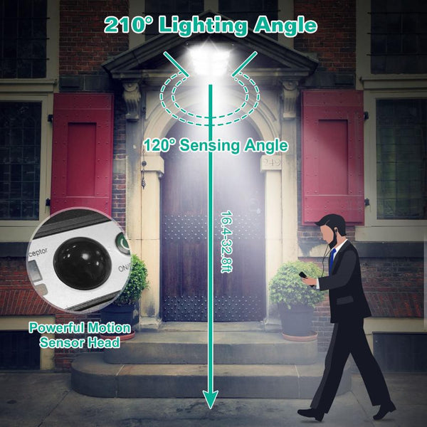 Solar Powered Wall Light 252 LED Beads PIR Motion Sensor Lamp Outdoor IP65 Waterproof with Remote Control for Garage Front Door Garden Pathway