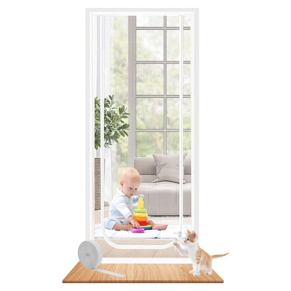Mesh Door Screen Heavy Duty Pet Proof Scratch-Proof Double Sided Zipper