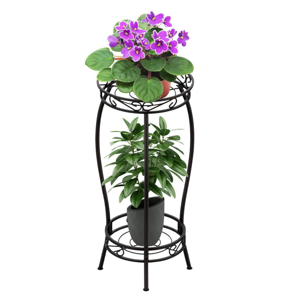 2-Tier Plant Stand Rustproof Iron Plant Rack Holder Indoor Outdoor Flower Pot Display Shelf