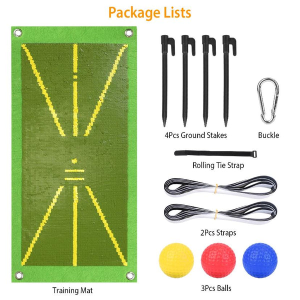 Golf Training Mat for Swing Path Feedback Practice Pad Portable Rolling Golf Training Aid