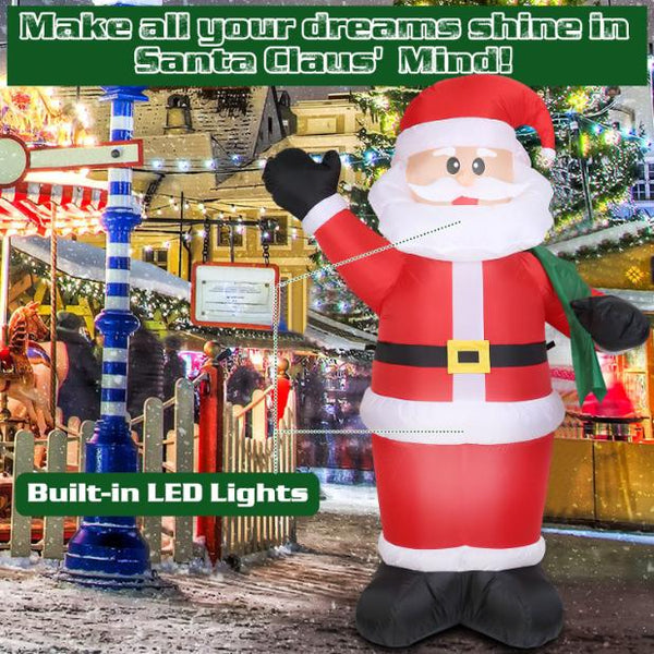 Inflatable Christmas Santa Claus Blow-up Light-up LED Waterproof Christmas Lawn Outdoor 6.4ft