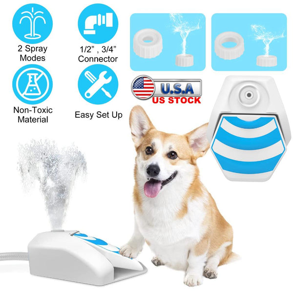 Outdoor Dog Water Fountain Dog Sprinkler Paw Push Drinking Step-on Hose System