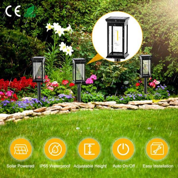 6 Pack Solar Powered Stake Lights Outdoor Pathway Decorative Landscape Lamps