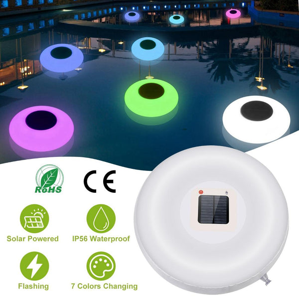 Solar Powered Floating Pool Lamp Light Swimming Pool w/ 7 Colors for Ponds Fountains