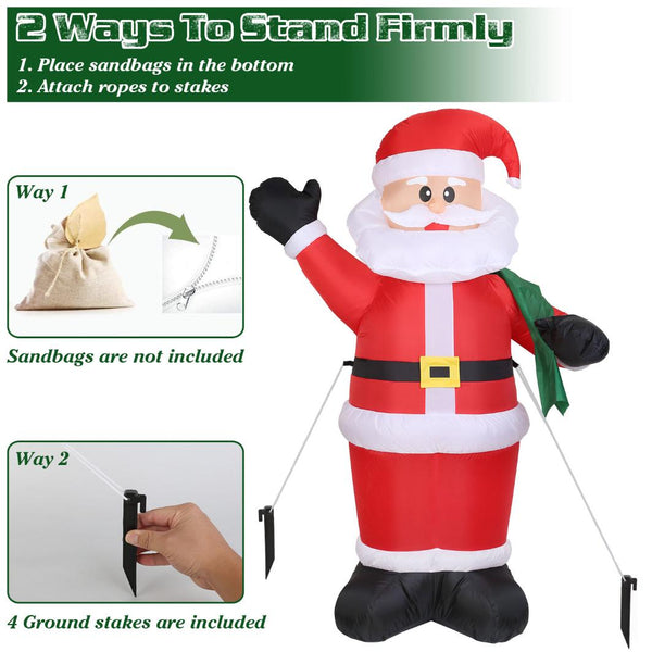 Inflatable Christmas Santa Claus Blow-up Light-up LED Waterproof Christmas Lawn Outdoor 6.4ft