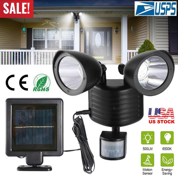Outdoor Entryway Security Light Motion Sensor 360° Rotatable Dual Heads Solar Wall Light