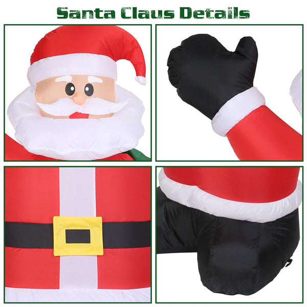 Inflatable Christmas Santa Claus Blow-up Light-up LED Waterproof Christmas Lawn Outdoor 6.4ft