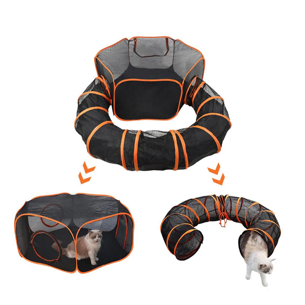 Pet Play Tent with Tunnel Pet Enclosure Playground Indoor Outdoor Dog Cat Rabbit