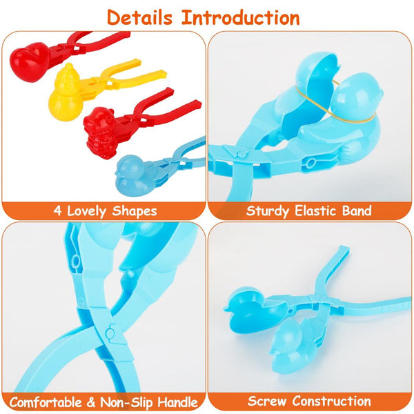 4 Pack Snowball Makers Snow Molds Beach Sand Toys Tools