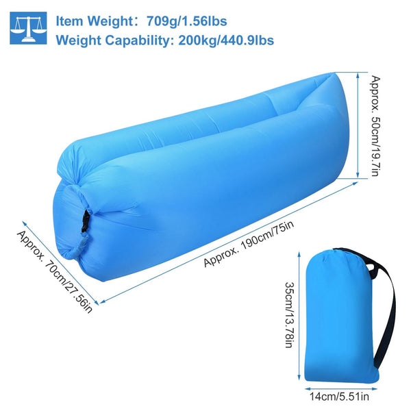 Inflatable Lounger Air Sofa Lazy Bed Sofa Portable Bag Water-Resistant Lake Beach Camping