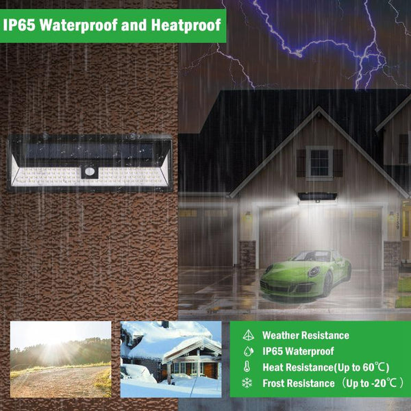Solar Lights 118 LED Solar Wall Light Outdoor Motion Sensor Lamp 270° Wide Angle