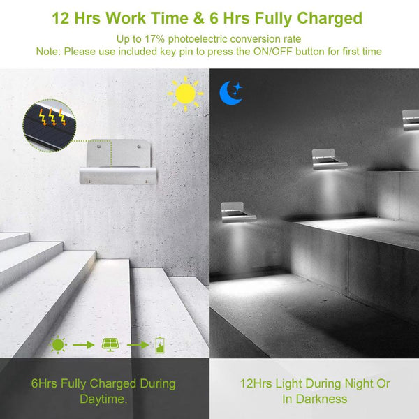 Solar Wall Lights Outdoor 16LEDs Stair Lamps Motion Sensor Night Lamps Wall Mount