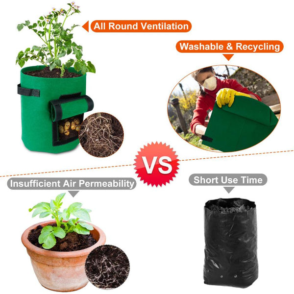 2Pack Plant Growing Bags Potato Vegetable Planter Bags Breathable Planting Fabric Pots w/ Harvest Window 5Gallons