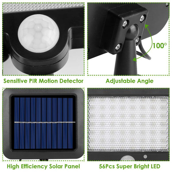Outdoor Solar Security Flood Light Wall Solar Lamp Motion Sensor LED Garden Garage Light