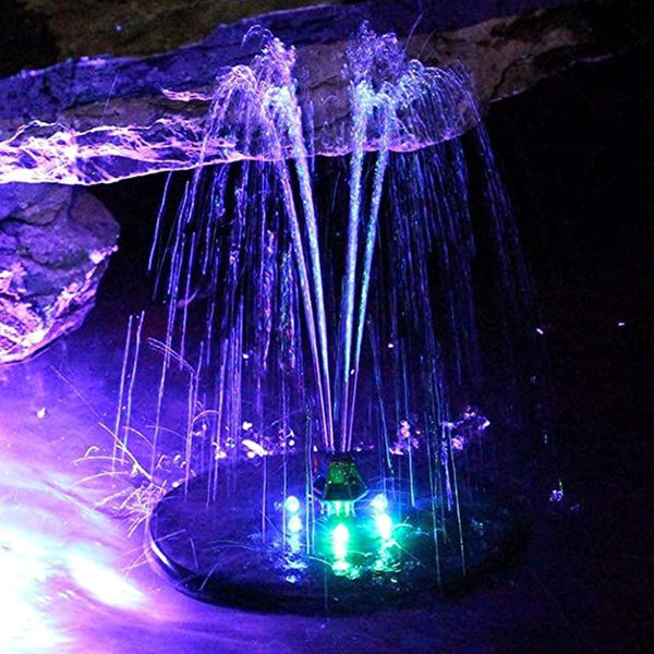 Solar Powered Fountain Pump Floating Bird Bath Pond Pump w/ LED Lights Aquarium Pond