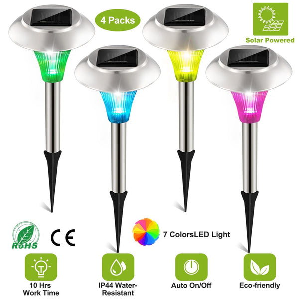 4 Pack Solar Garden Lights Outdoor Pathway Lights Color Changing Landscape Lamps
