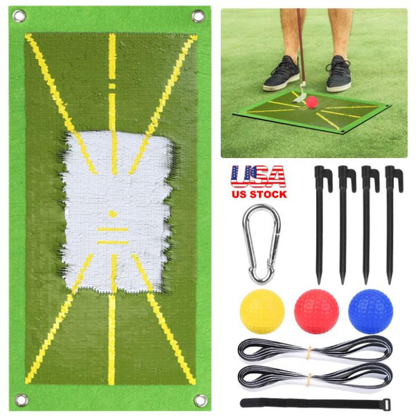 Golf Training Mat for Swing Path Feedback Practice Pad Portable Rolling Golf Training Aid