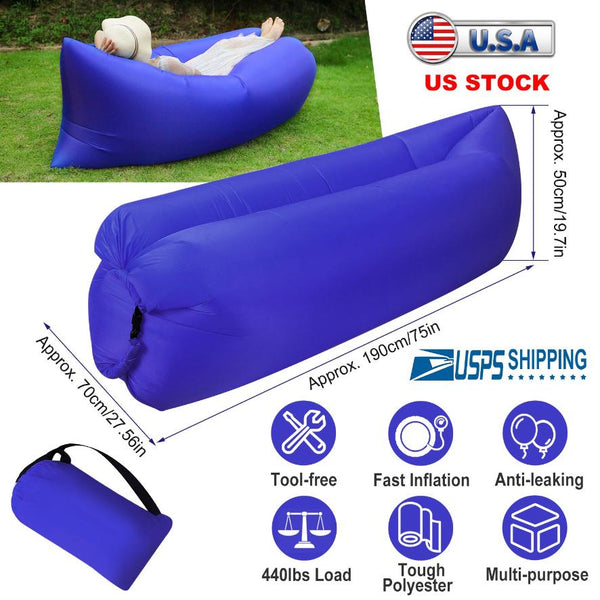 Inflatable Lounger Air Sofa Lazy Bed Sofa Portable Bag Water-Resistant Lake Beach Camping