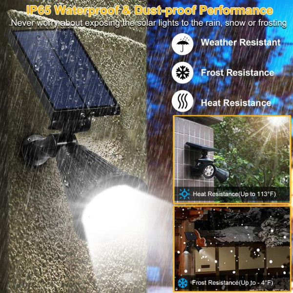 2 Pack Solar Spotlight Outdoor Dusk To Dawn Light Wall Path Lawn Garden Lamp