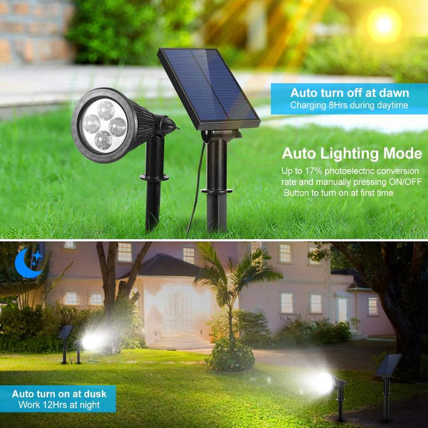 Solar Powered Spotlight Dusk To Dawn Light Wall Path Lawn Garden Lamp Waterproof