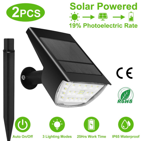 Solar Landscape Spotlights Waterproof Lights Auto On/Off Solar Powered Security Wall Lights