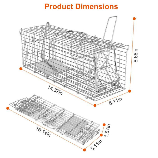Foldable Rat Trap Cage Humane Live Rodent Trap Cage Metal Mice Mouse Control Bait Catch