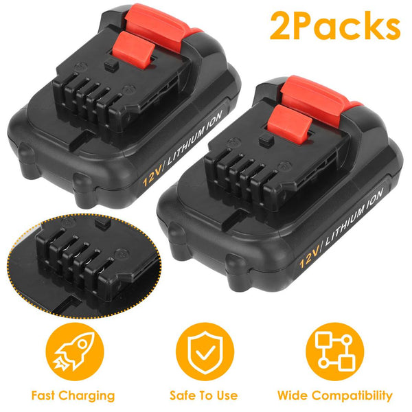 2 Pack 12V Li-ion Power Tool Battery Replacement Compatible with Dewalt