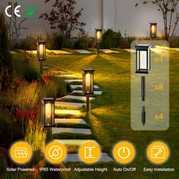 6 Pack Solar Powered Stake Lights Outdoor Pathway Decorative Landscape Lamps