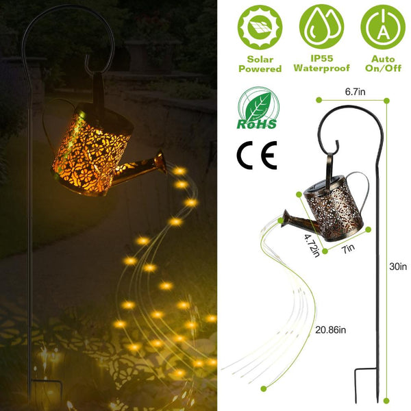 Solar Powered Watering Can Garden Stake Light LED Garden Fairy Decoration