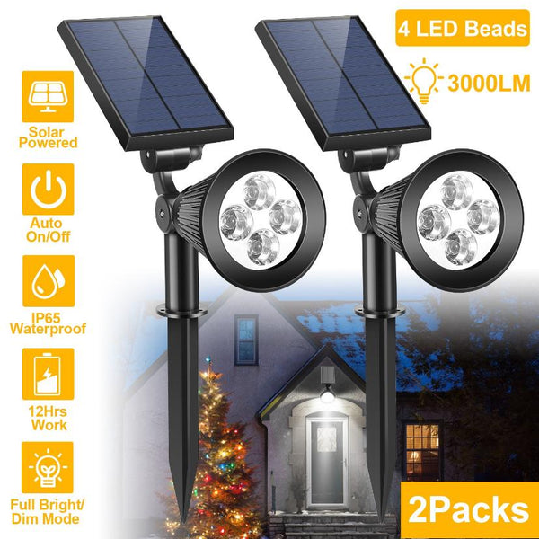 2 Pack Solar Spotlight Outdoor Dusk To Dawn Light Wall Path Lawn Garden Lamp
