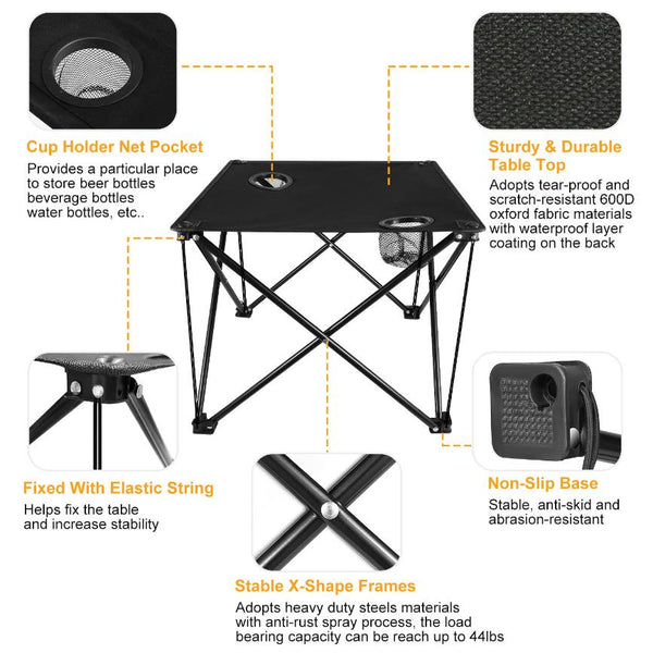 Foldable Square Camping Portable Table Picnic Lightweight Travel Carrying Bag