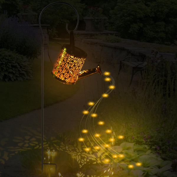 Solar Powered Watering Can Garden Stake Light LED Garden Fairy Decoration