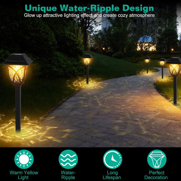 6 Pack Solar Powered Stake Light Decorative Landscape Lamps Waterproof Auto On/Off