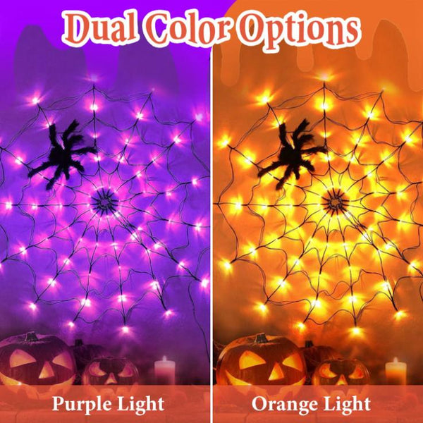3 FT Spider Web Light Hairy Spider LED Battery Powered Remote Control 8 Lighting Modes