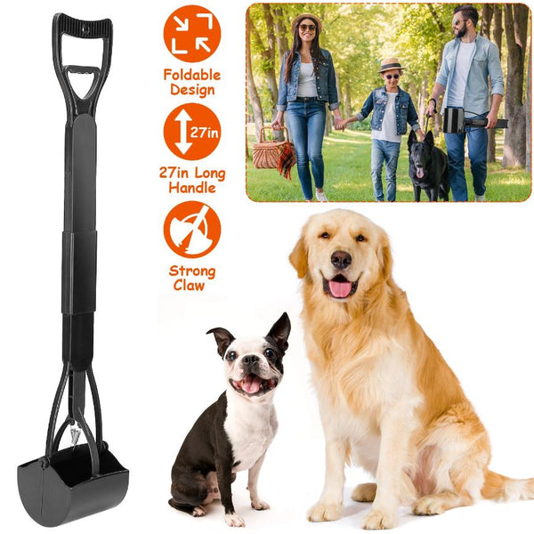 Pet Pooper Scooper Foldable Long Handle Dog Poop Waste Pick Up Rake Grabber Arm