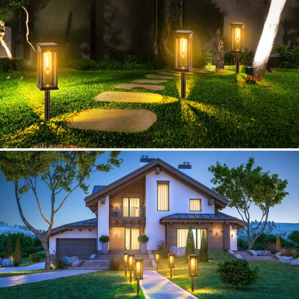6 Pack Solar Powered Stake Lights Outdoor Pathway Decorative Landscape Lamps