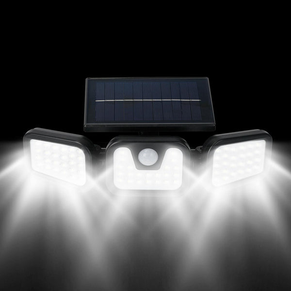 Solar Wall Lamp 74 LEDs 3 Adjustable Head Motion Sensor Flood Lights