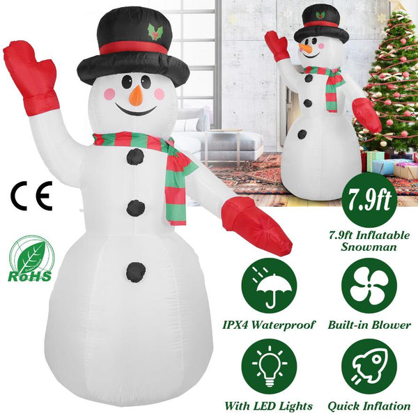 7.9FT Christmas Inflatable Giant Snowman Blow-up Light-up LED Lights Outdoor Yard