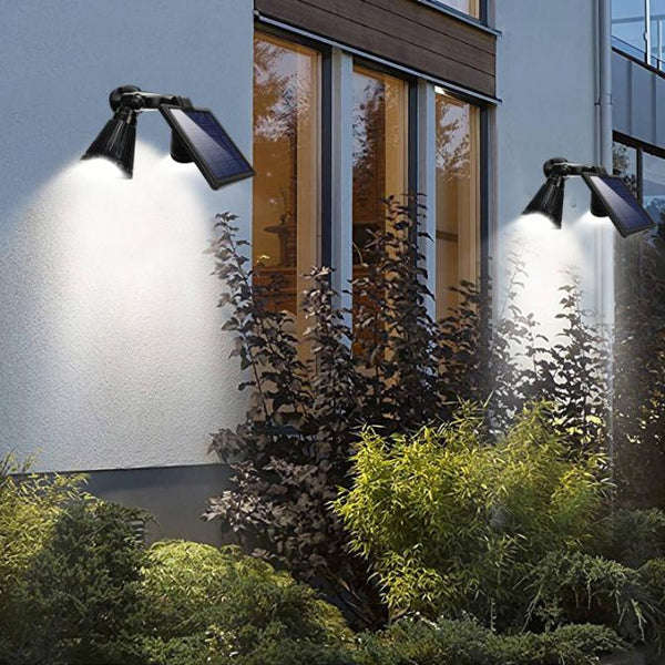 Solar Powered Lights Outdoor Motion Sensor 2000 Lumen Dual Head Spotlights