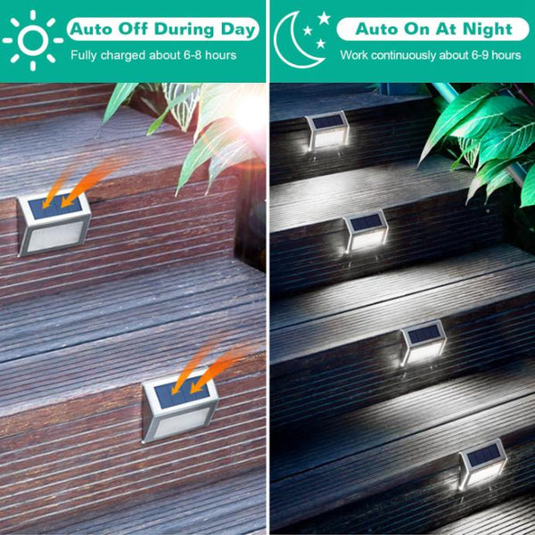 6 Pack Solar Step Lights Outdoor Deck Lights LED Fence Lamps Outside Garden Backyard Patio