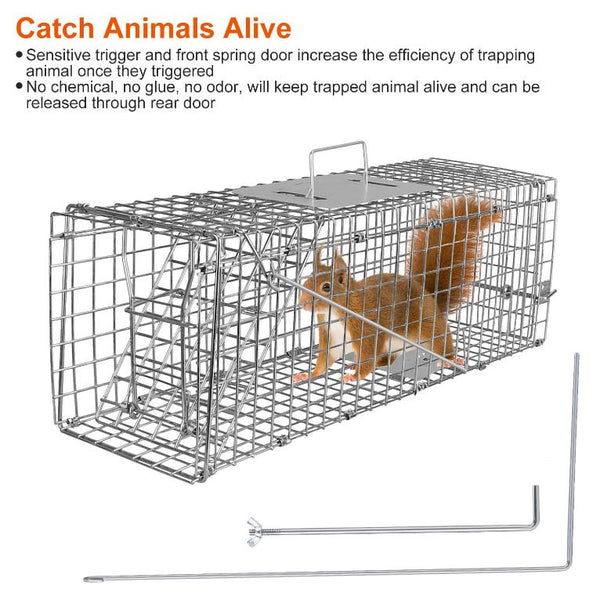 Humane Trap Cage Catch Release Live Small Animal Rodent Cage Collapsible Metal Wire