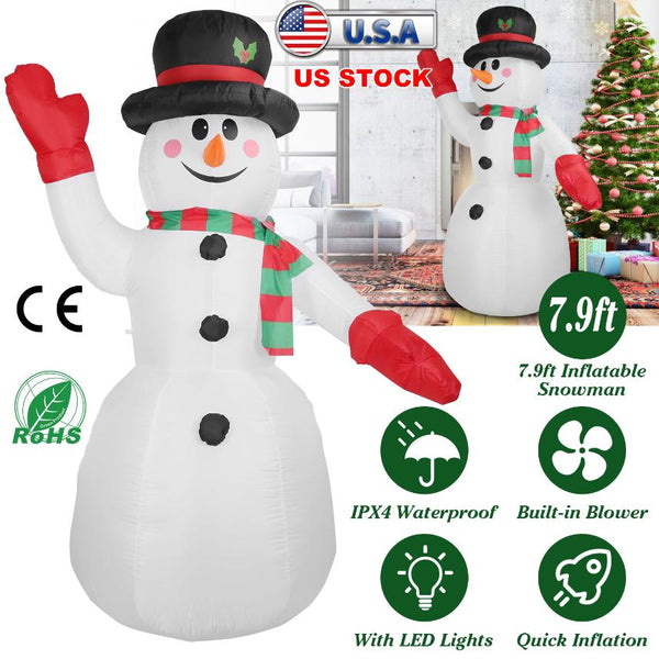 7.9FT Christmas Inflatable Giant Snowman Blow-up Light-up LED Lights Outdoor Yard