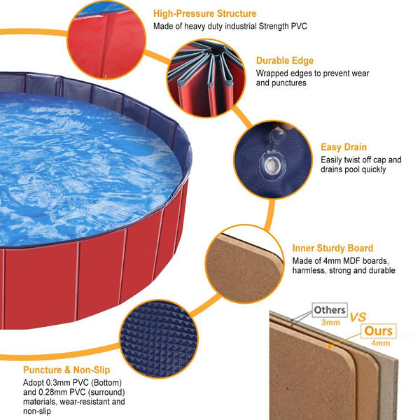 5FT Pet Swimming Pool PVC Kiddie Baby Dog Swim Pool Bathing Tub Playmat Kids Pools