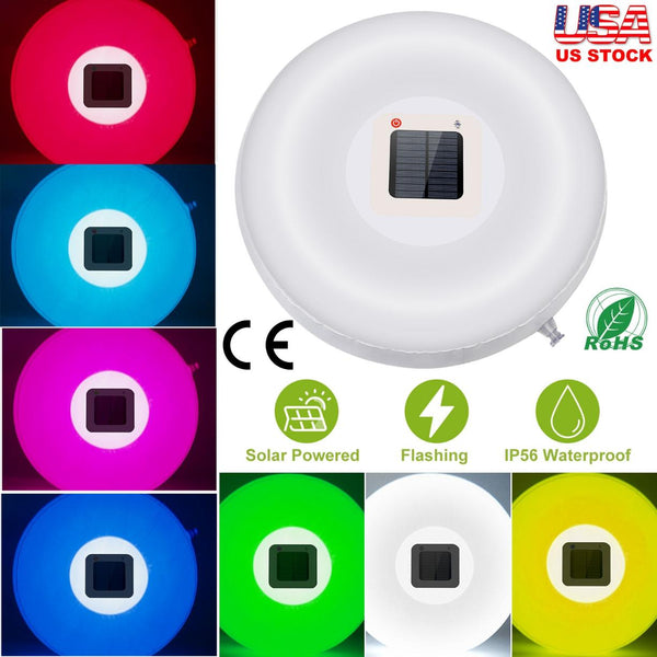 Solar Powered Floating Pool Lamp Light Swimming Pool w/ 7 Colors for Ponds Fountains