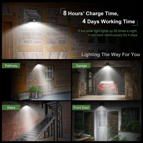 Solar Light 20 LEDs Outdoor Motion Sensor Lights Waterproof Wide Angle Garage Door