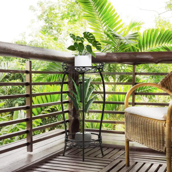 2-Tier Plant Stand Rustproof Iron Plant Rack Holder Indoor Outdoor Flower Pot Display Shelf